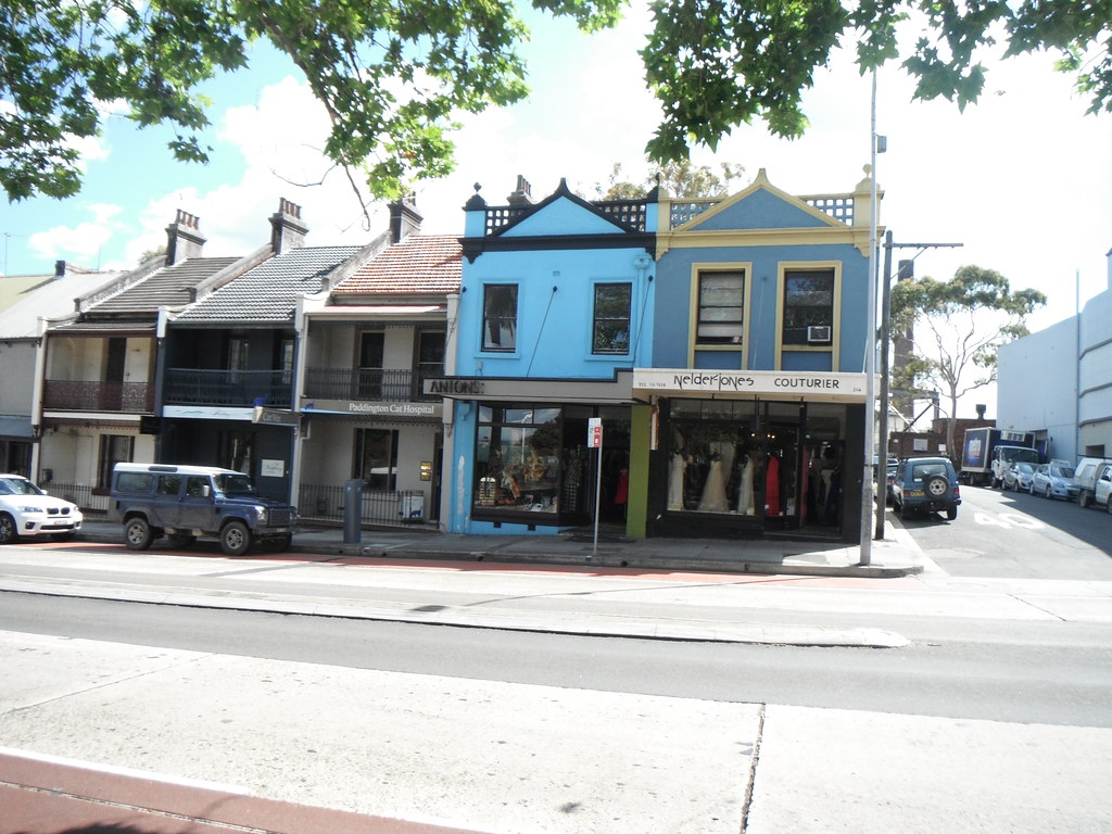 A row of Victorian terrace houses and shopfronts in Paddington, Sydney